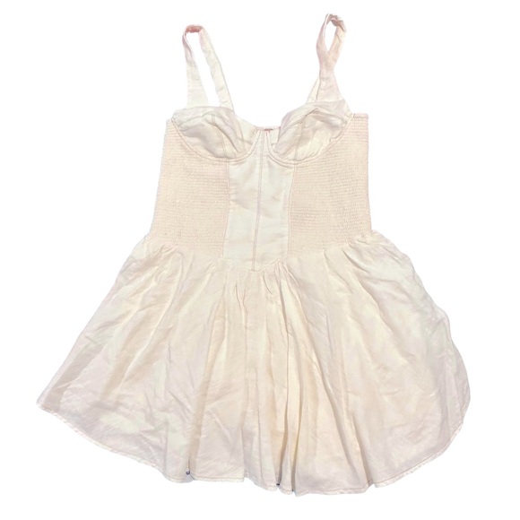 Free People Delilah Nilla Cream Shorts Skirt Romper Corset Smocked NWT New XL - Picture 2 of 11